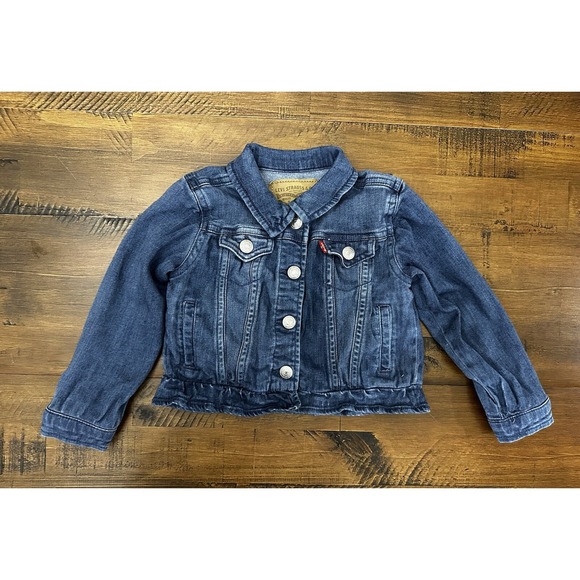 Levi's Other - Levi Strauss blue Jean jacket denim Infant red tab 24 Months Ruffle Girls